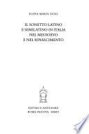 Il sonetto latino e semilatino in Italia nel Medioevo e nel Rinascimento
