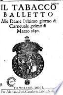 Il Tabacco balletto alle dame l'vltimo giorno di Carneuale, primo di Marzo 1650