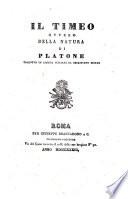 Il Timeo, ovvero Della natura Platone