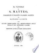 Il Vangelo di S. Matteo volgarizzato in dialetto calabrese cosentino da Raffaele Lucente
