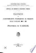 Imposta sui redditi di ricchezza mobile elenco dei contribuenti privati possessori di redditi incerti e variabili delle categorie B e C (esclusa la rivalsa)