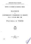 Imposta sui redditi di ricchezza mobile elenco dei contribuenti privati possessori di redditi incerti e variabili delle categorie B e C (esclusa la rivalsa)