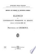Imposta sui redditi di ricchezza mobile elenco dei contribuenti privati possessori di redditi incerti e variabili delle categorie B e C (esclusa la rivalsa)