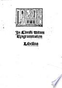 In Christi Vitam Epigrammaton libellus