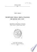 Incipitario della lirica italiana dei secoli XIII e XIV: Biblioteca apostolica vaticana. Fondi Archivio S. Pietro-Urbinate latino