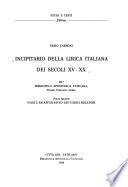 Incipitario della lirica italiana dei secoli XV-XX: Fondo vaticano latino
