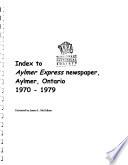 Index to Aylmer Express Newspaper, Aylmer, Ontario, 1970-1979