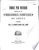 Indice per materie della biblioteca comunale di Siena