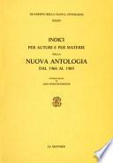 Indici per autori e per materie della Nuova antologia: Dal 1966 al 1985