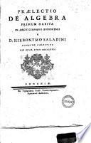 Institutiones analyticae a Vincentio Riccato Societatis Jesu et Hieronymo Saladino monacho caelestino collectae. Tomus primus [-secundus]