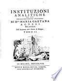 Instituzioni Analitiche Ad Uso Della Gioventu Italiana