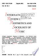 International Review of the Aesthetics and Sociology of Music
