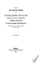 Intorno ad alcune opere di Leonardo Pisano, matematico del secolo decimoterzo. Notizie. F.P.