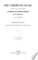 Intorno al riordinamento degli studi classici proposto nella lettera circolare del ministro della pubblica istruzione del di 9 maggio 1871
