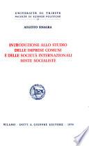 Introduzione allo studio delle imprese comuni e delle società internazionali miste socialiste