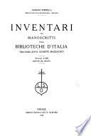 Inventari dei manoscritti delle biblioteche d'Italia