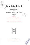 Inventari dei manoscritti delle biblioteche d'Italia