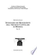 Inventario dei manoscritti dell'Archivio capitolare di Modena