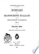 Inventario dei manoscritti italiani delle biblioteche di Francia