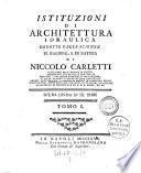 Istituzioni Di Architettura Idraulica Dedotte Dalle Scienze Di Ragione, E Di Natura