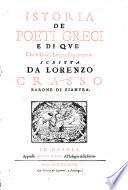 Istoria de poeti Greci e di que' che'n Greca lingua han poetato