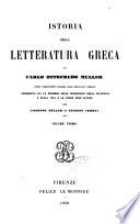 Istoria della letteratura greca di Carlo Ottofredo Müller. l'traduzione italiana dall' originale tedesco preceduta da un proemio sulle condizioni dello filologia e sulla vita e le opere dell'autore