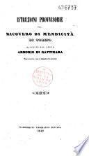 Istruzioni provvisorie pel Ricovero di mendicità di Torino