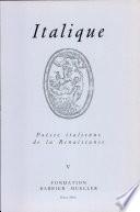 Italique : Poésie italienne de la Renaissance, vol. V (2002)