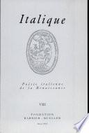Italique : Poésie italienne de la Renaissance, vol. VIII (2005)