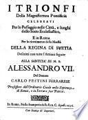 J trionfi ... celebrati per lo passaggio nelle citta e luoghi dello stato ecclesiastico e in Roma