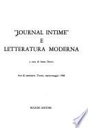 Journal intime e letteratura moderna