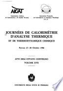 Journées de Calorimétrie D'analyse Thermique Et de Thermodynamique Chimique