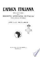 L'Africa italiana bollettino della Società africana d'Italia