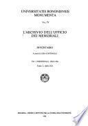 L'archivio dell'Ufficio dei memoriali: Memoriali, 1265-1436. t. 1. 1265-1333