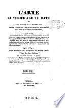L'Arte di verificare le date dei fatti storici delle inscrizione delle cronache (etc.)