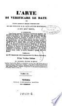 L'Arte di verificare le date dei fatti storici delle inscrizioni delle cronache e di altri antichi Monumenti avanti Gesu Christo (etc.)