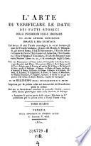 L'Arte di verificare le date dei fatti storici delle inscrizioni, delle cronache ed altri antichi monumenti innanzi l'era christiana
