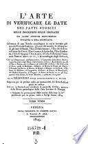 L'Arte di verificare le date dei fatti storici delle inscrizioni, delle cronache ed altri antichi monumenti innanzi l'era christiana