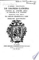 L'aureo trattato di Dionisio Longino intorno al sublime modo di parlare e di scrivere