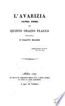 L'avarizia, satira prima, esposta in dialetto milanese (da G. Rajberti)