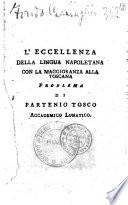 L'eccellenza della lingua napoletana con la maggioranza alla toscana : problema di Partenio Tosco accademico lunatico