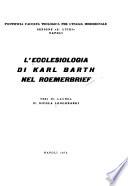 L'ecclesiologia di Karl Barth nel Roemerbrief