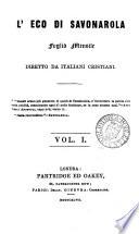L'Eco di Savonarola, foglio mensile diretto da Italiani cristiani