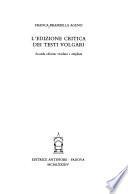 L'edizione critica dei testi volgari