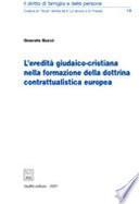 L'eredità giudaico-cristiana nella formazione della dottrina contrattualistica europea