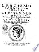 L'Eroismo ponderato nella vita di Alessandro il Grande