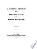 L'esistenza meditata, ossia Considerazioni sul pregio della vita