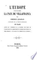 L'Europe avant et apres̀ la paix de Villafrance