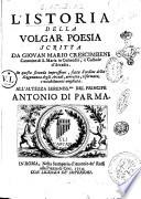L'istoria della volgar poesia scritta da Giovan Mario Crescimbeni ...
