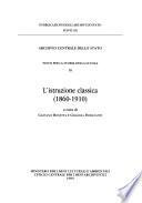 L'istruzione classica (1860-1910)